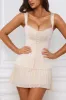 Bow-Detail Lace-Up Corset Mini Dress in Ivory sold by Oh Polly