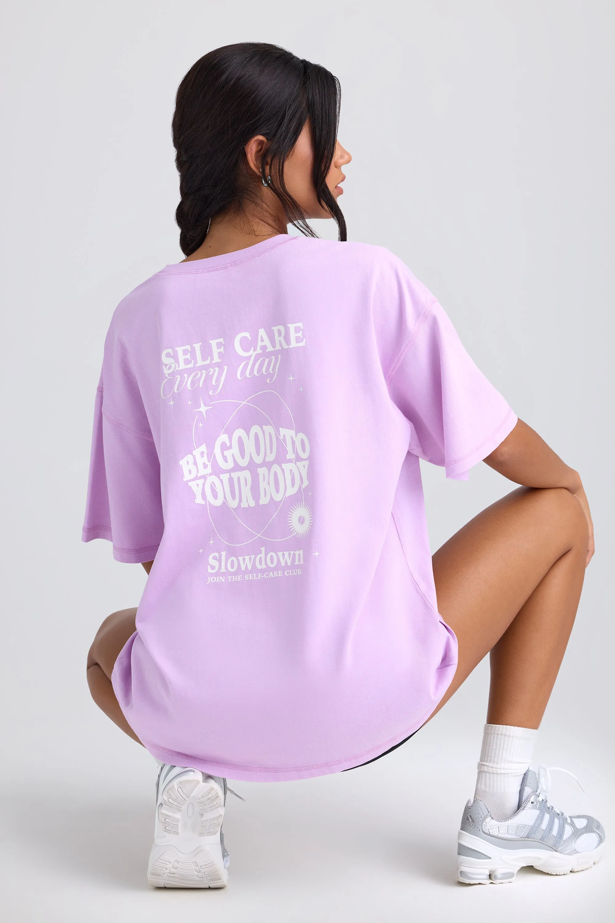 Oversized Short-Sleeve T-Shirt in Violet Pink sold by Oh Polly