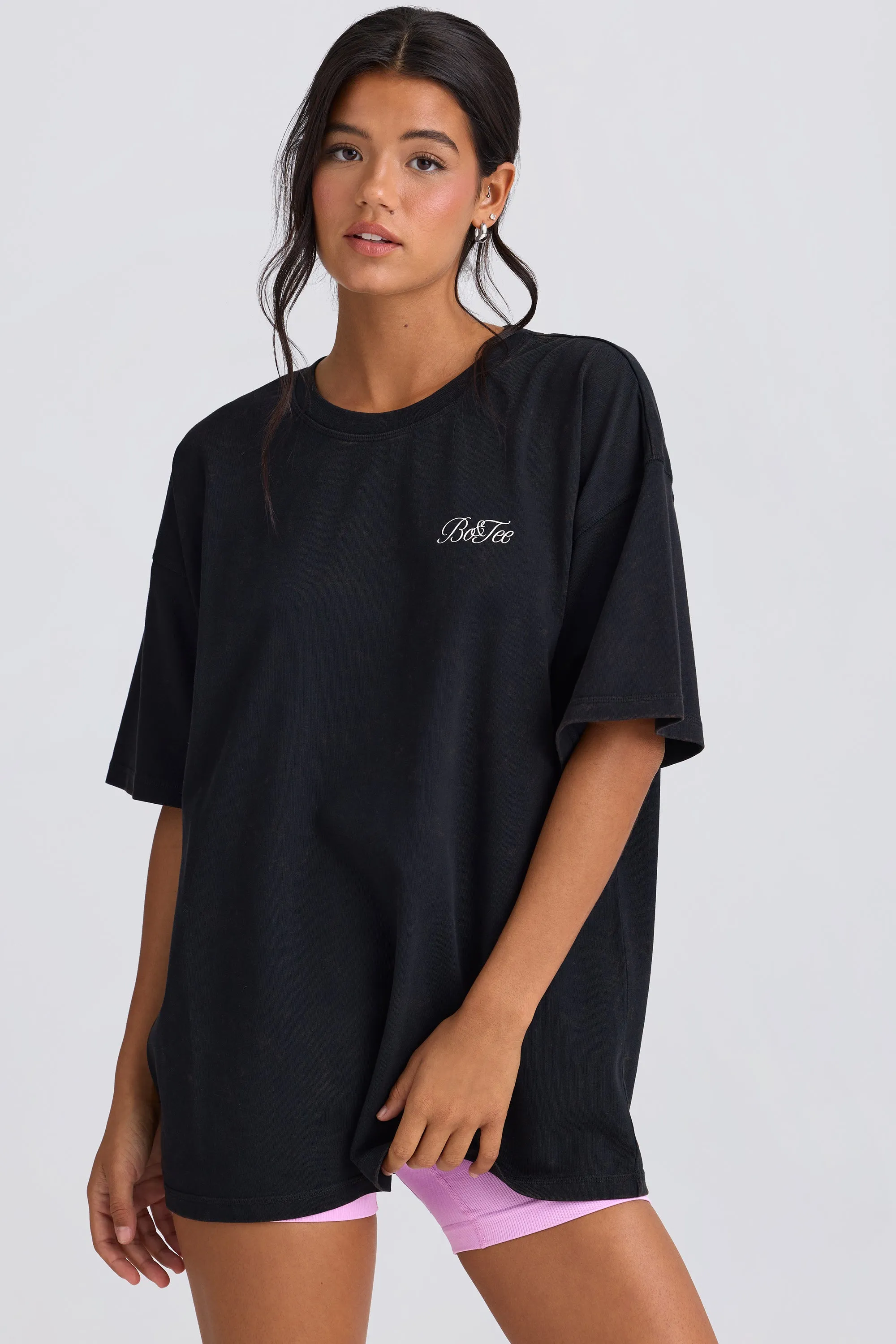 Oversized Short-Sleeve T-Shirt in Black sold by Oh Polly product image thumbnail 2