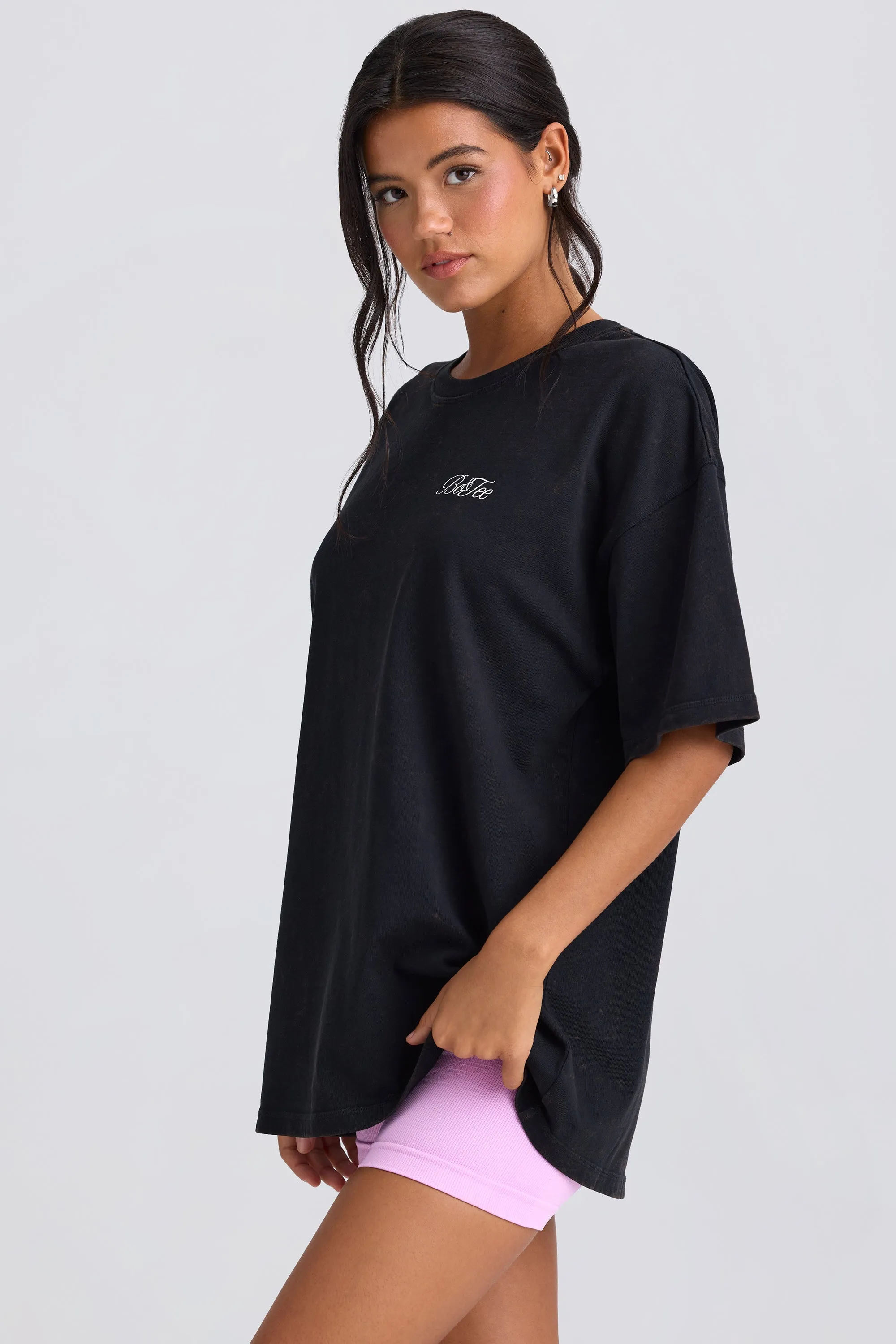 Oversized Short-Sleeve T-Shirt in Black sold by Oh Polly product image thumbnail 3