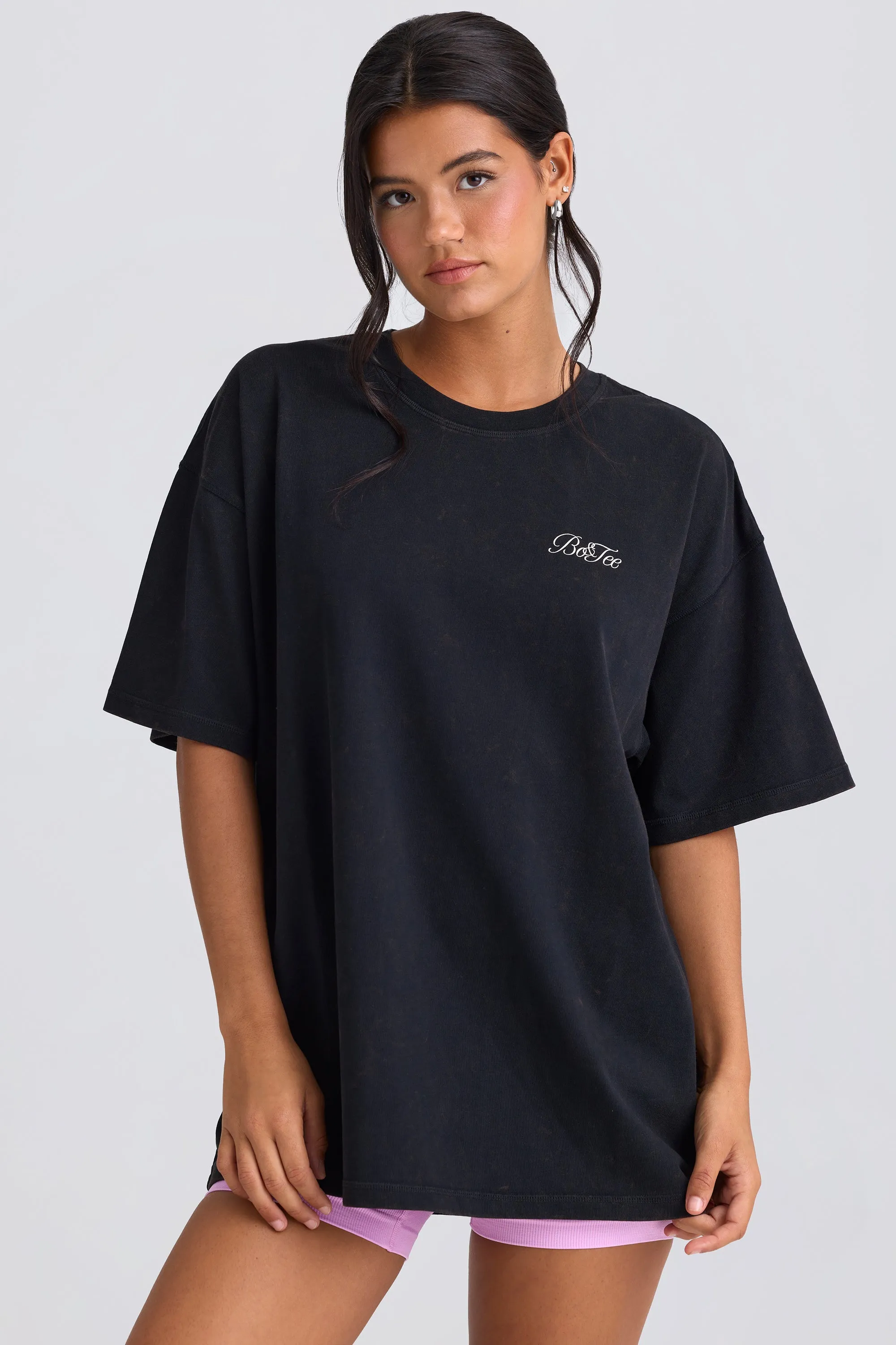 Oversized Short-Sleeve T-Shirt in Black sold by Oh Polly product image thumbnail 4