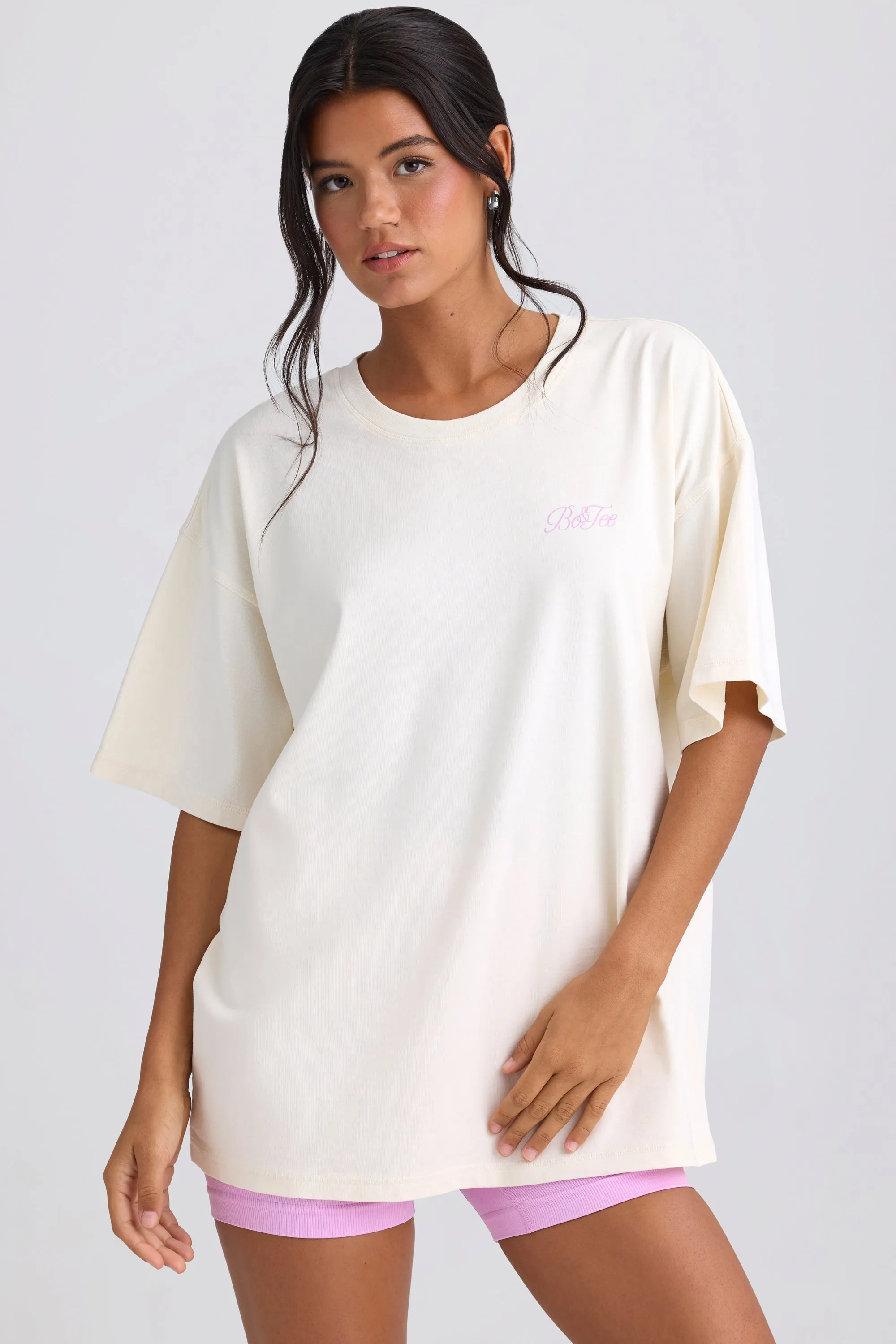 Oversized Short-Sleeve T-Shirt in Egg Shell sold by Oh Polly product image thumbnail 4