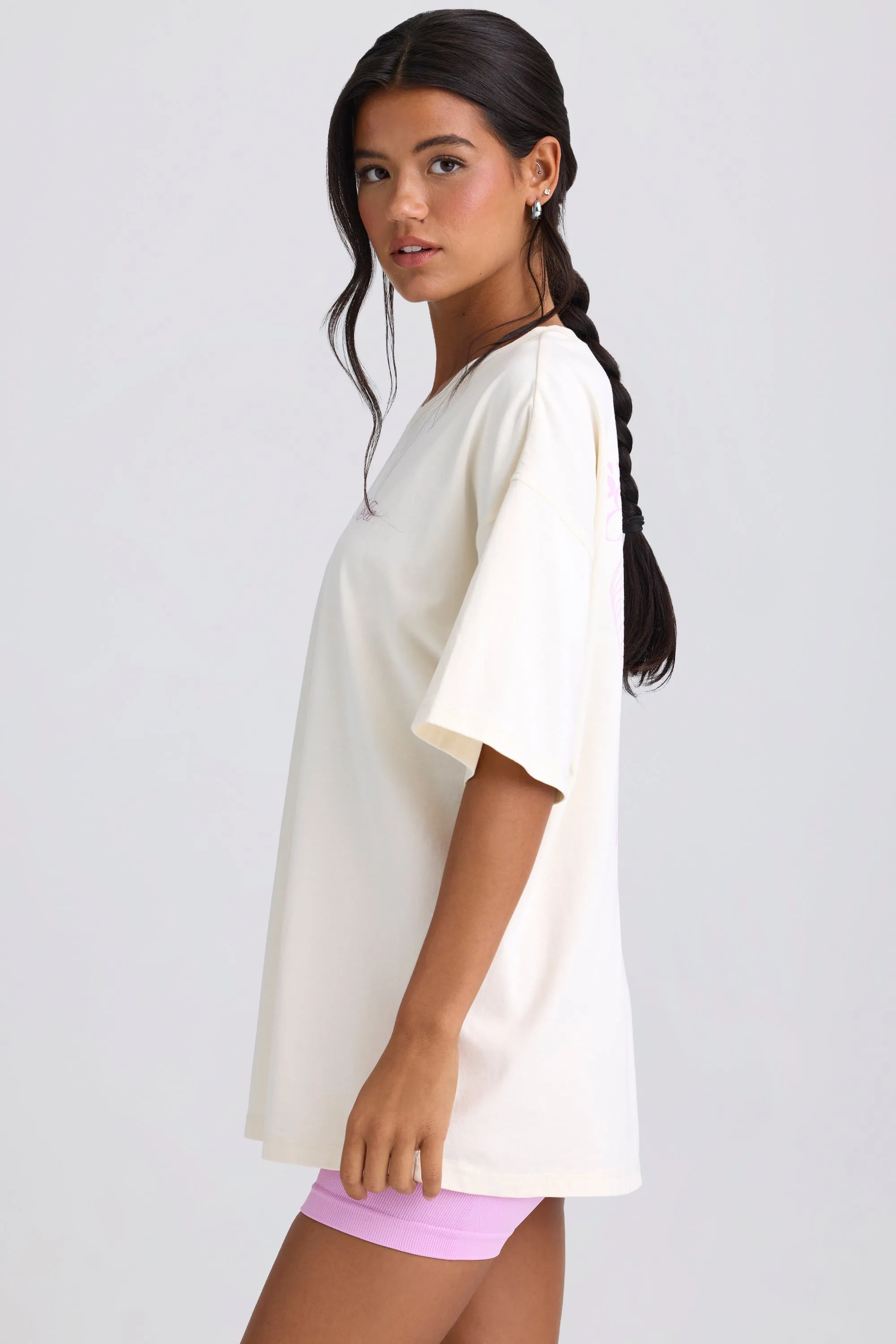 Oversized Short-Sleeve T-Shirt in Egg Shell sold by Oh Polly product image thumbnail 3