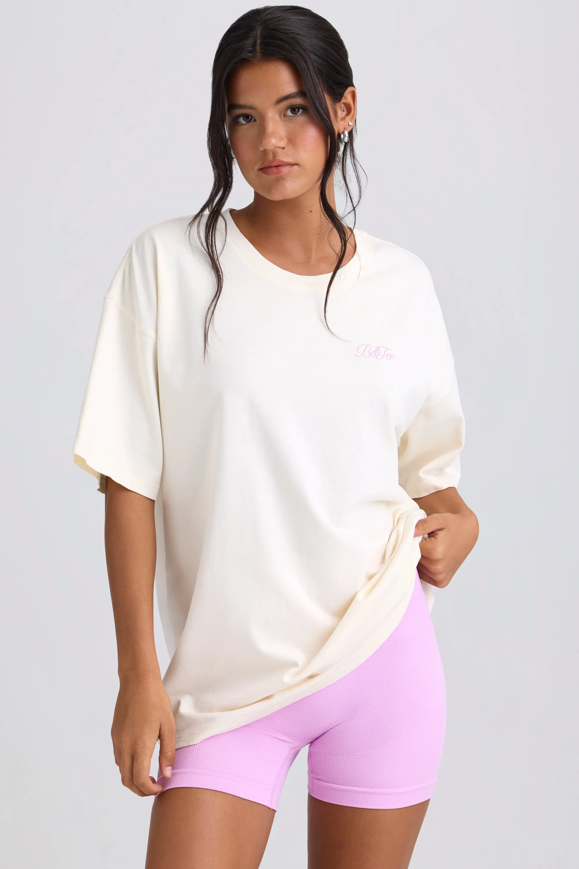 Oversized Short-Sleeve T-Shirt in Egg Shell sold by Oh Polly product image thumbnail 2