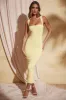 Square Neck Midi Dress in Pastel Yellow sold by Oh Polly