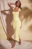Square Neck Midi Dress in Pastel Yellow sold by Oh Polly