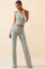 Mid Rise Straight Leg Trousers in Smoke Green sold by Oh Polly