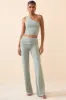 Mid Rise Straight Leg Trousers in Smoke Green sold by Oh Polly