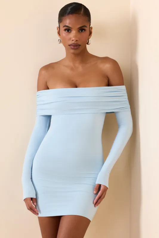 Modal Off-Shoulder Mini Dress in Ice Blue sold by Oh Polly