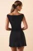 Modal Off-Shoulder Ruched A-Line Mini Dress in Black sold by Oh Polly