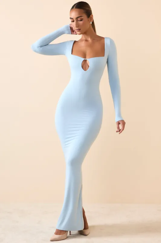 Modal Keyhole Cut-Out Maxi Dress in Ice Blue sold by Oh Polly