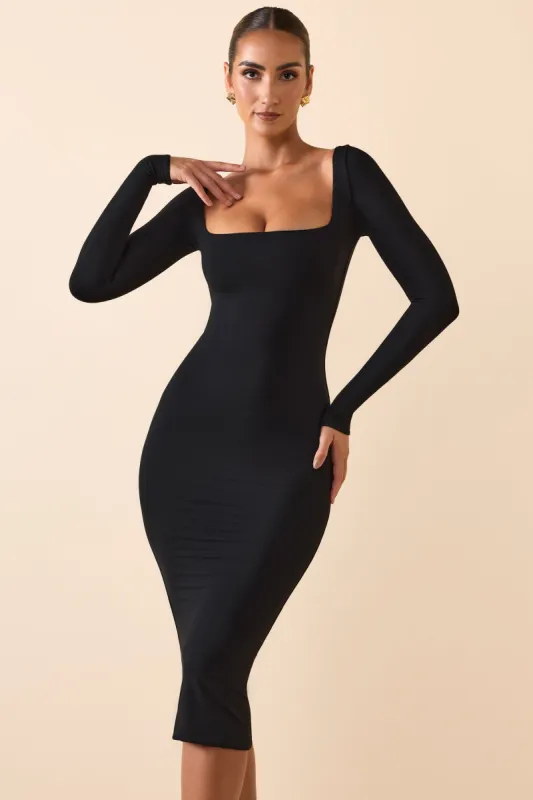 Modal Scoop-Neck Midaxi Dress in Black sold by Oh Polly