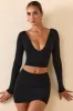 Modal Twist-Front Mid-Rise Mini Skirt in Black sold by Oh Polly