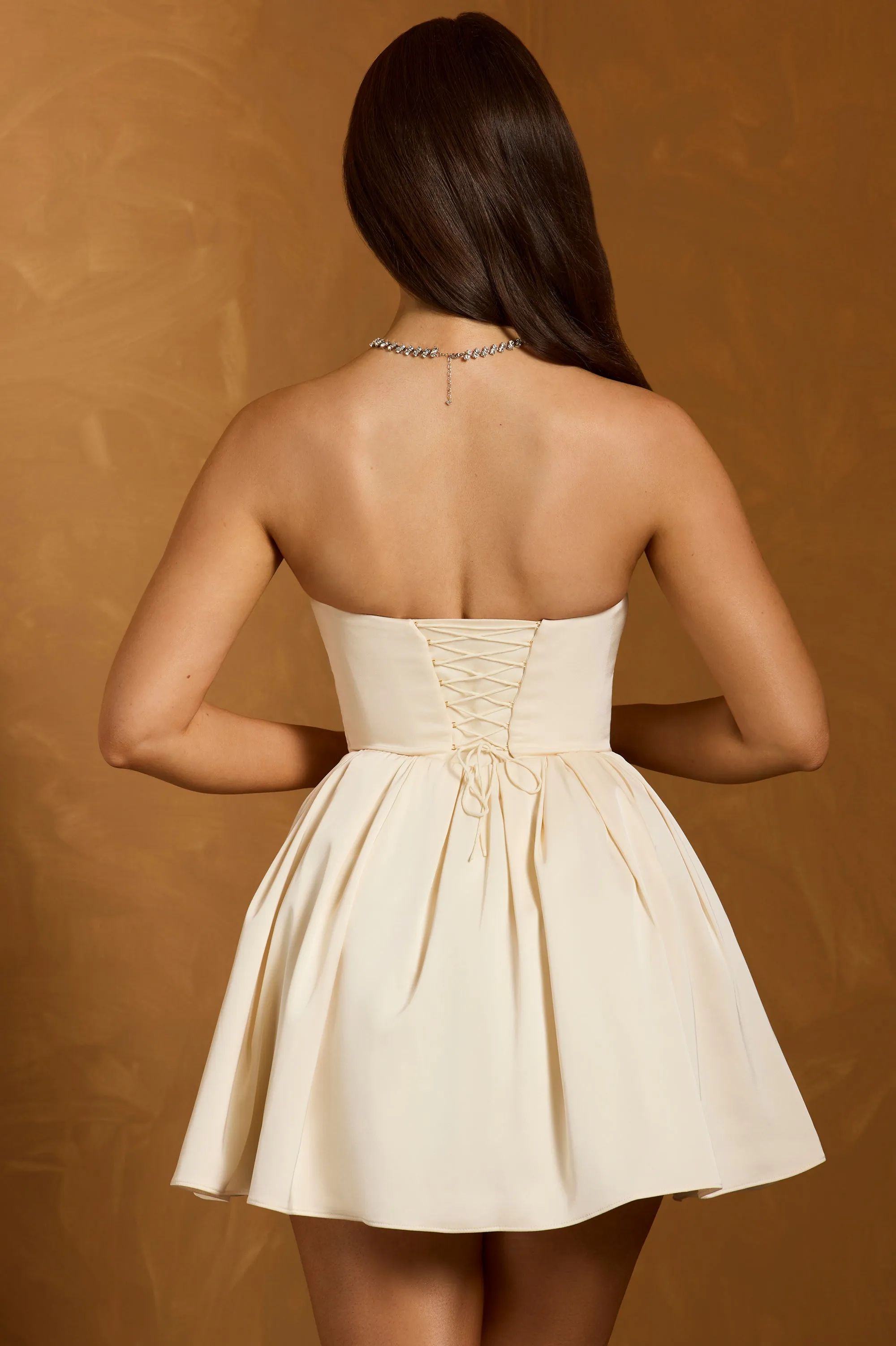 Cowl-Neck Corset Mini Dress in Ivory sold by Oh Polly product image thumbnail 3