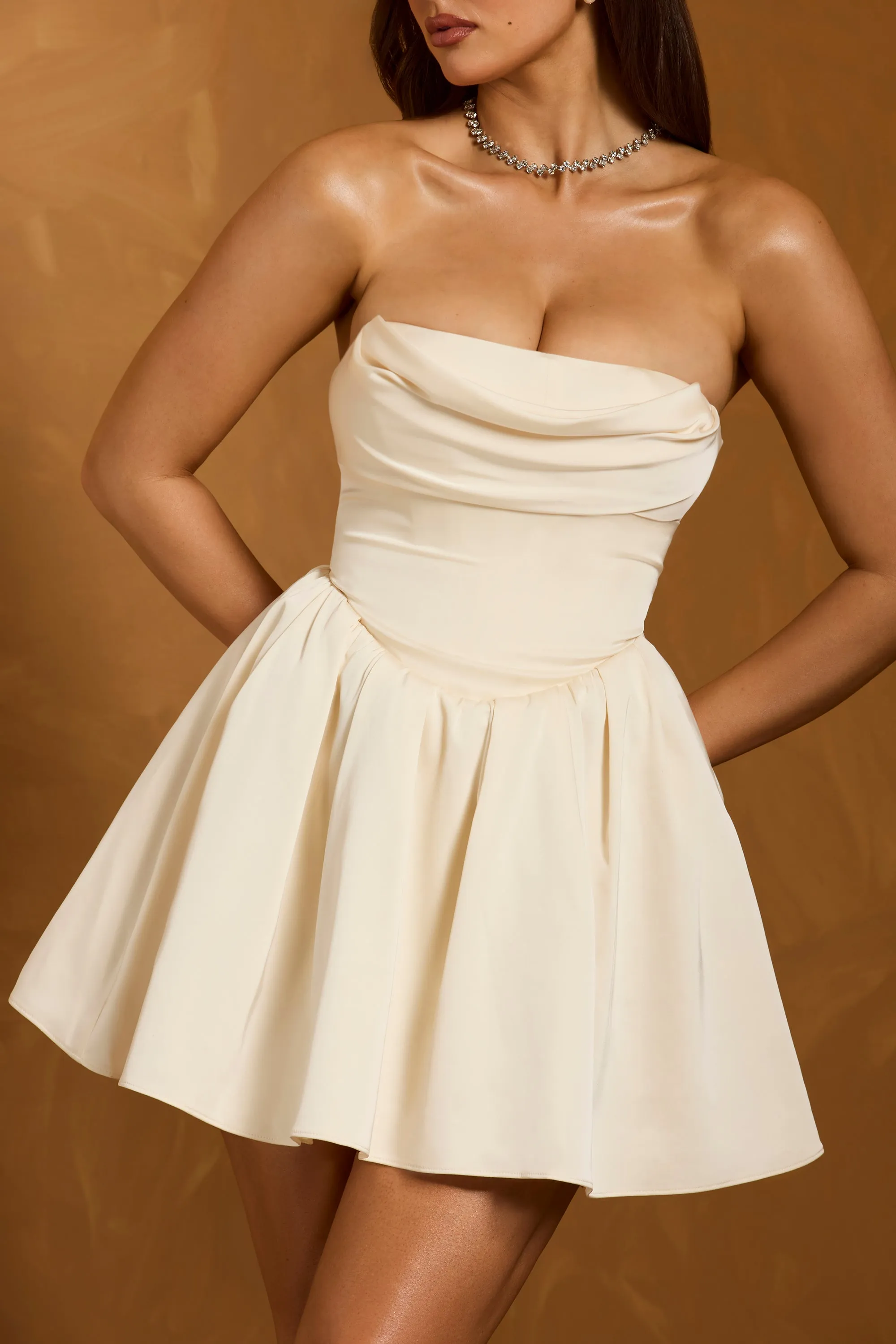 Cowl-Neck Corset Mini Dress in Ivory sold by Oh Polly product image thumbnail 5