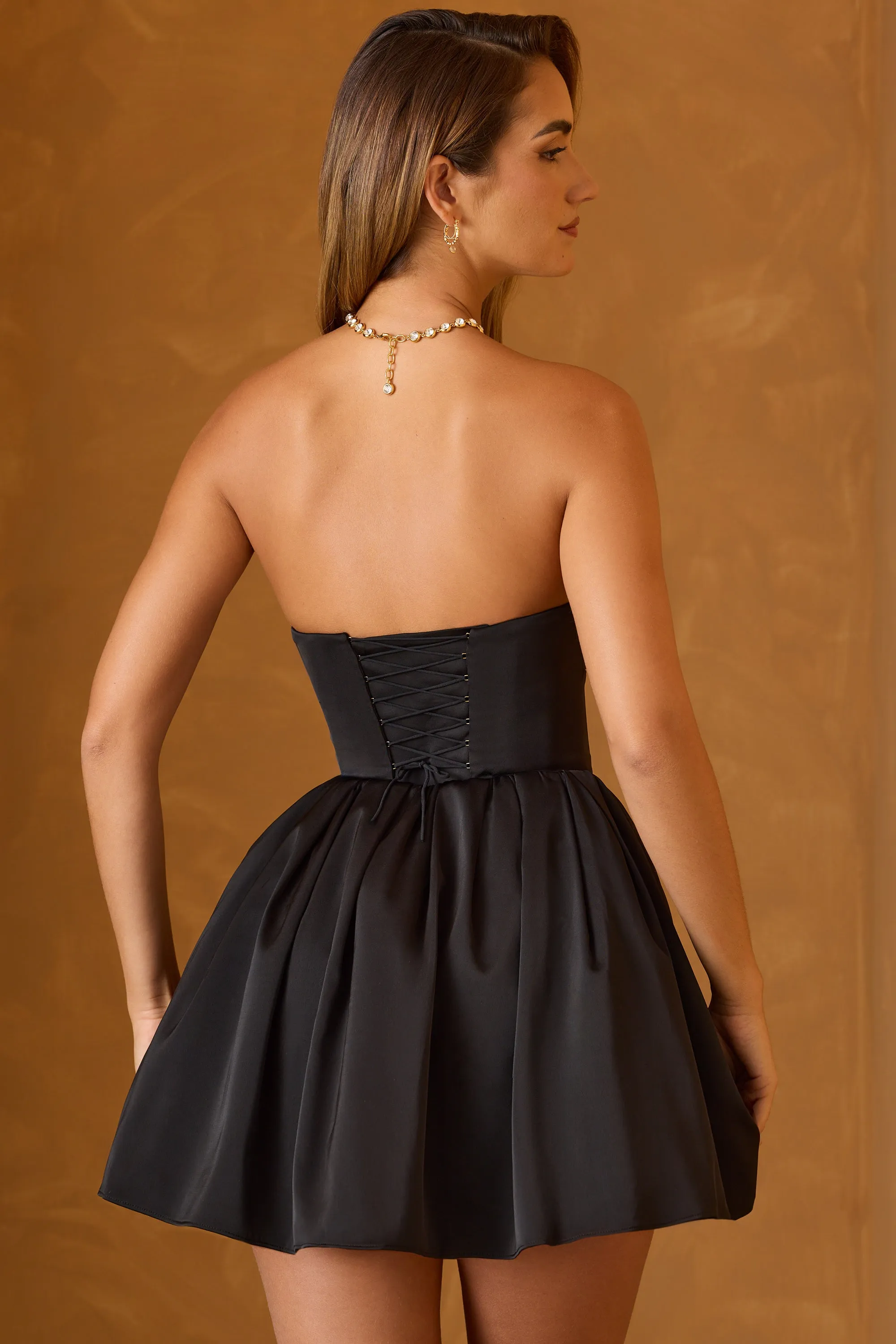 Cowl-Neck Corset Mini Dress in Black sold by Oh Polly product image thumbnail 3