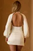 Cut-Out Open-Back A-Line Mini Dress in Ivory sold by Oh Polly