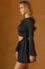 Asymmetric Cut-Out A-Line Mini Dress in Black sold by Oh Polly