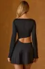 Asymmetric Cut-Out A-Line Mini Dress in Black sold by Oh Polly