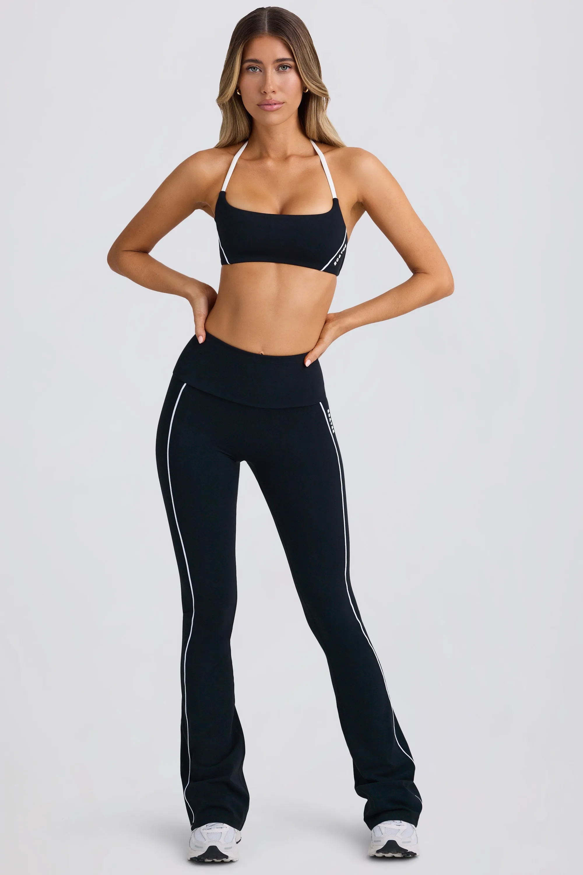 Petite Soft Active Foldover Flared Trousers in Black sold by Oh Polly product image thumbnail 5