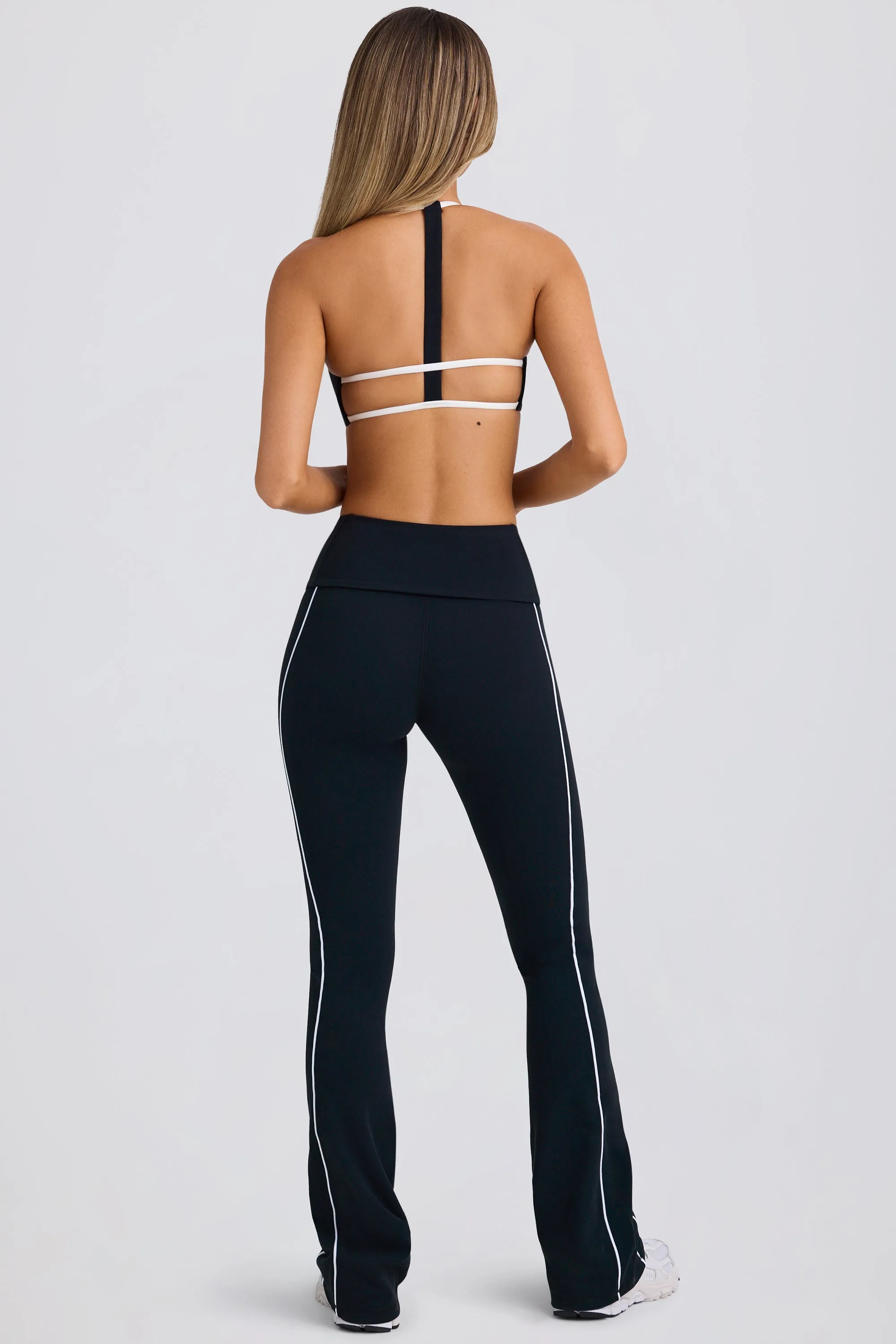 Petite Soft Active Foldover Flared Trousers in Black sold by Oh Polly product image thumbnail 2