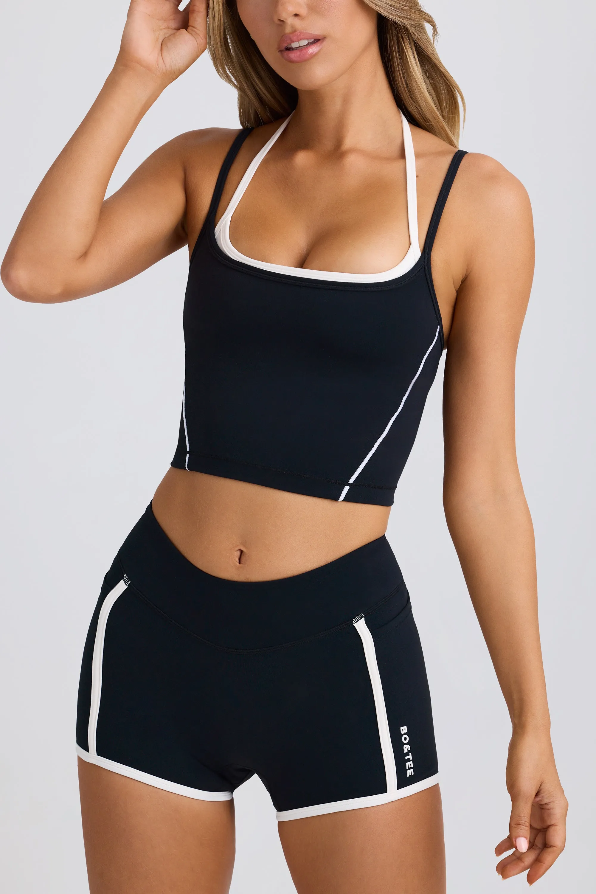 Soft Active Layered Cropped Tank Top in Black sold by Oh Polly product image thumbnail 4