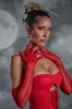 Hand Stitched Mesh Opera Gloves in Red sold by Oh Polly