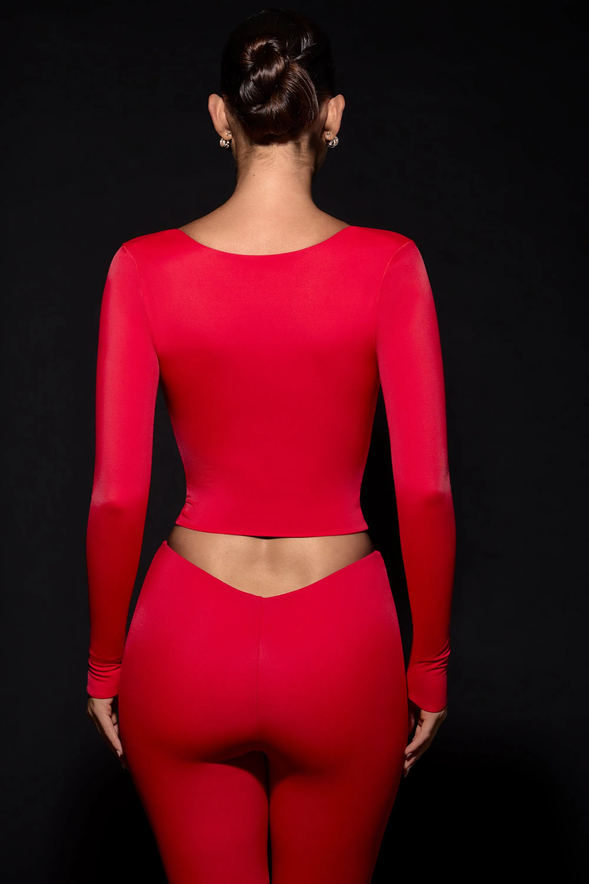 Cut-Out Long-Sleeve Top in Fire Red sold by Oh Polly product image thumbnail 2