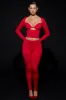 V-Back Mid-Rise Leggings in Fire Red sold by Oh Polly