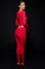 V-Back Mid-Rise Leggings in Fire Red sold by Oh Polly