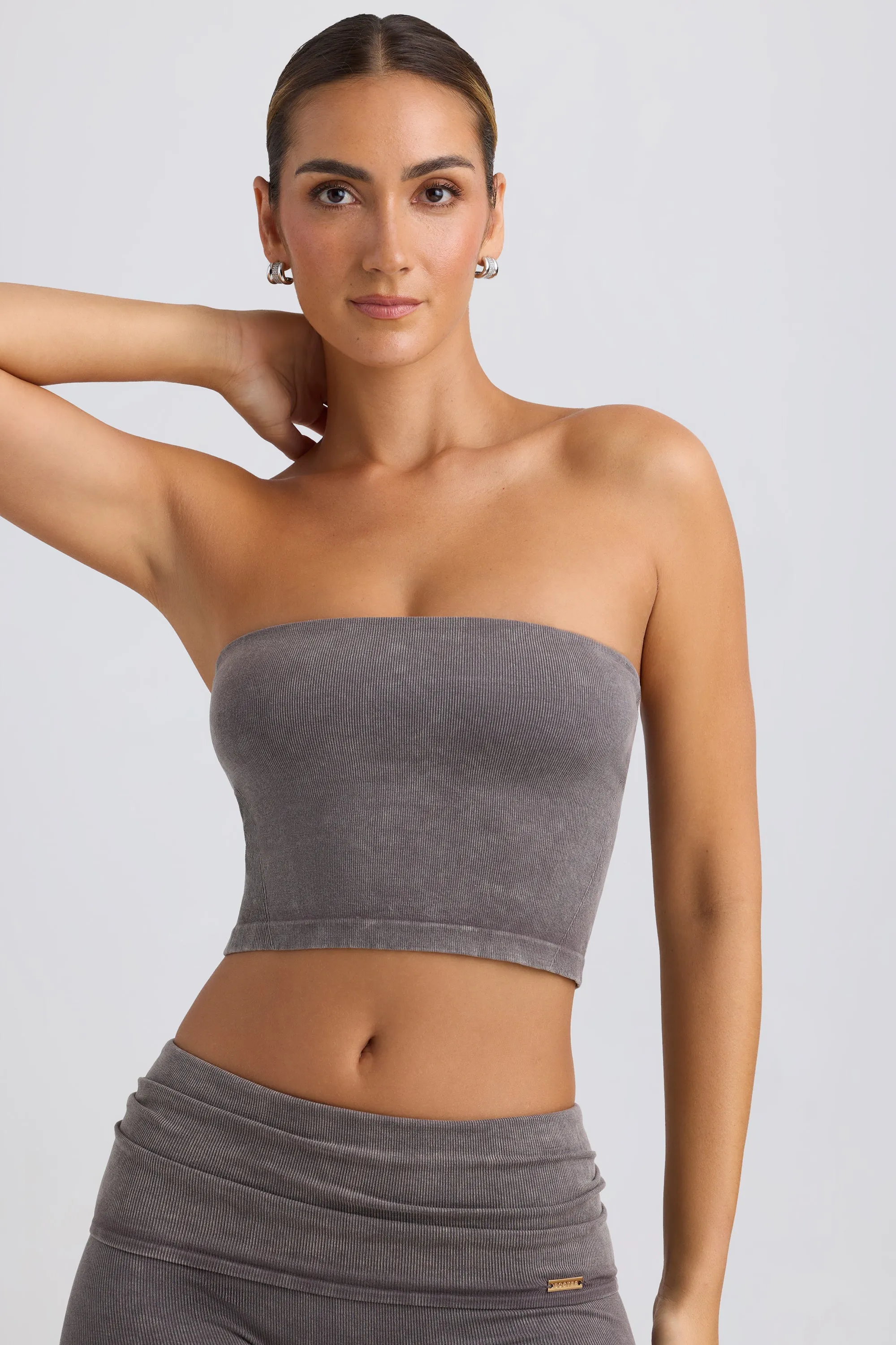 Bandeau Crop Top in Washed Charcoal sold by Oh Polly product image thumbnail 5