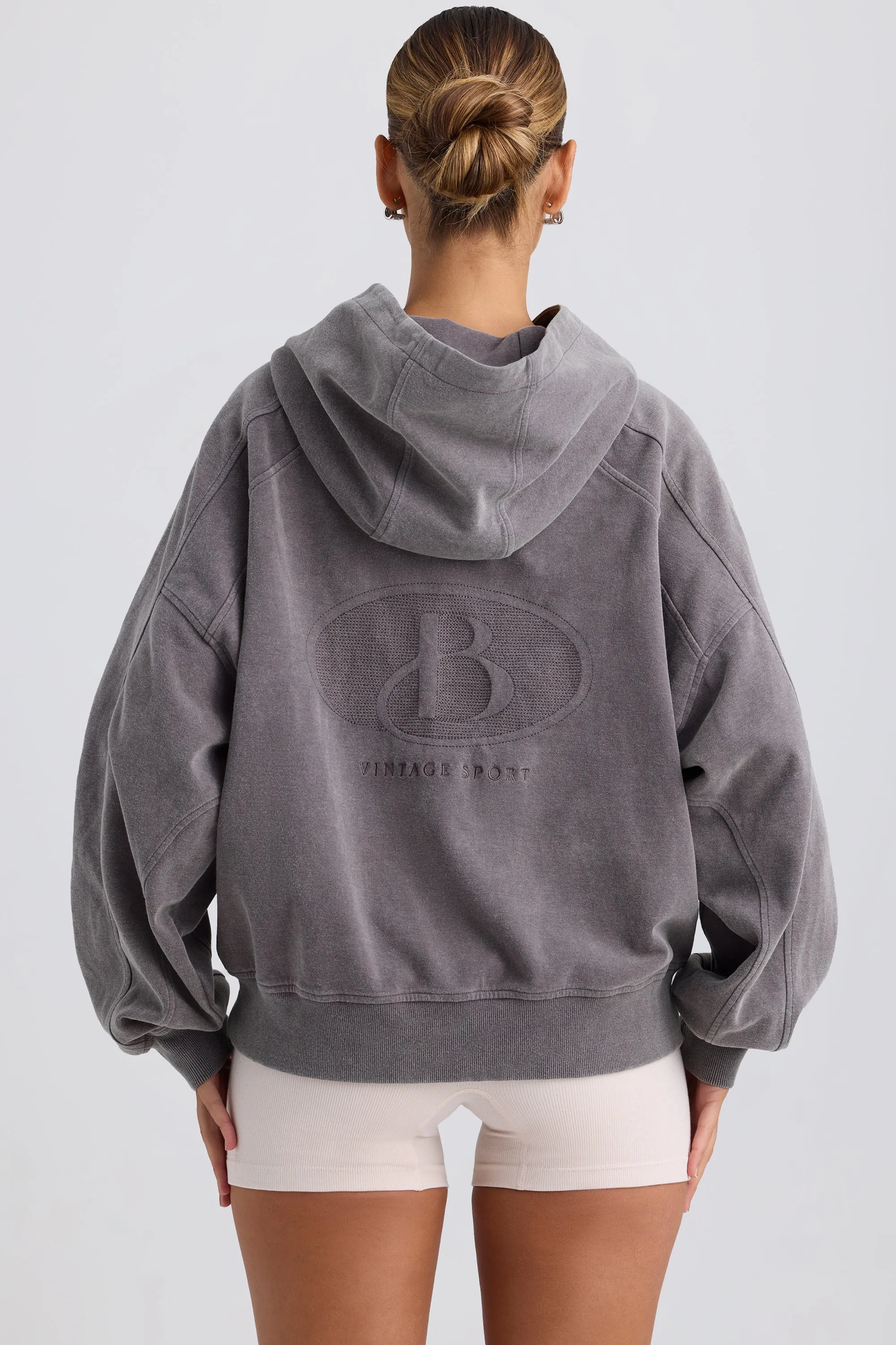 Brushed Cotton Jersey Oversized Hoodie in Washed Charcoal sold by Oh Polly product image thumbnail 2
