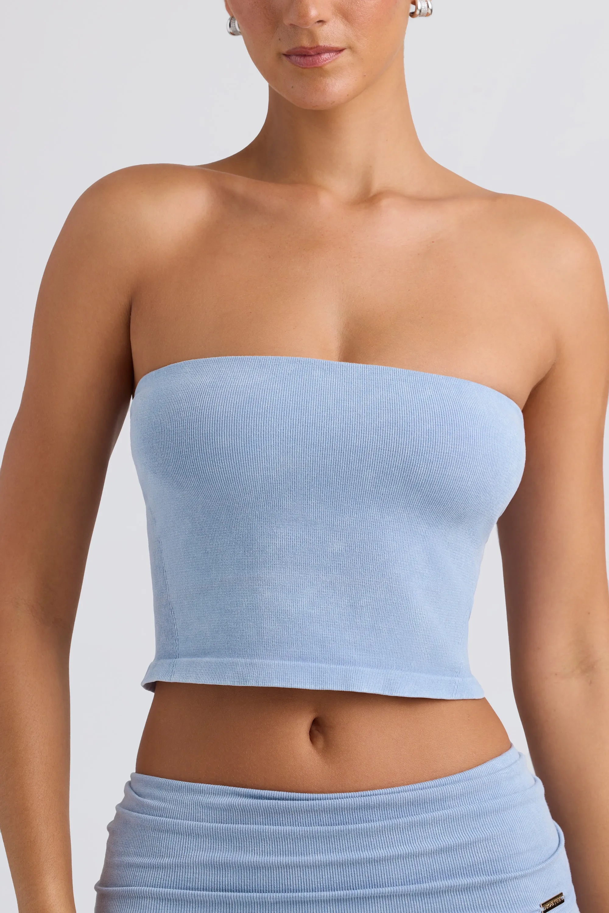 Bandeau Crop Top in Washed Blue sold by Oh Polly product image thumbnail 4
