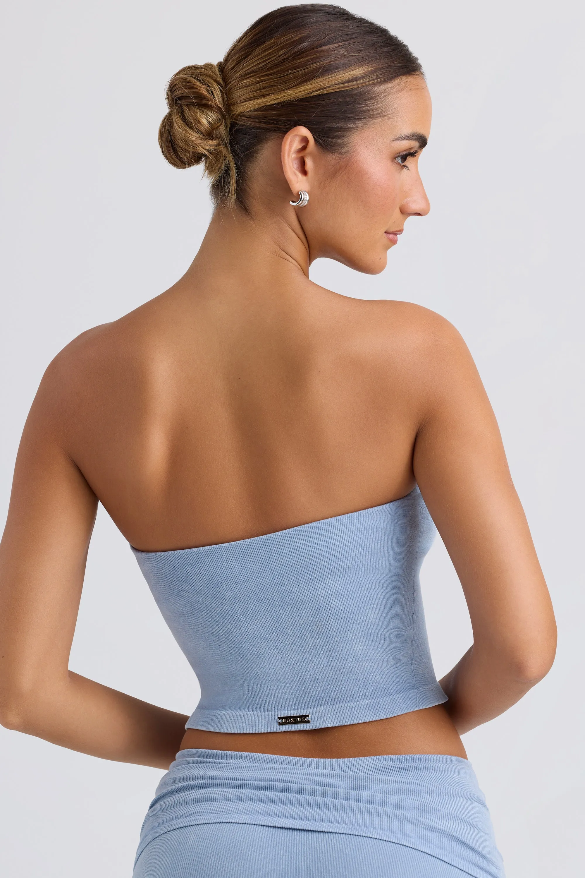Bandeau Crop Top in Washed Blue sold by Oh Polly product image thumbnail 2