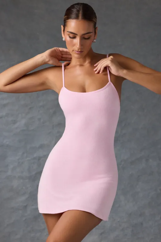 Seamless Rib A-Line Active Mini Dress in Washed Ice Pink sold by Oh Polly
