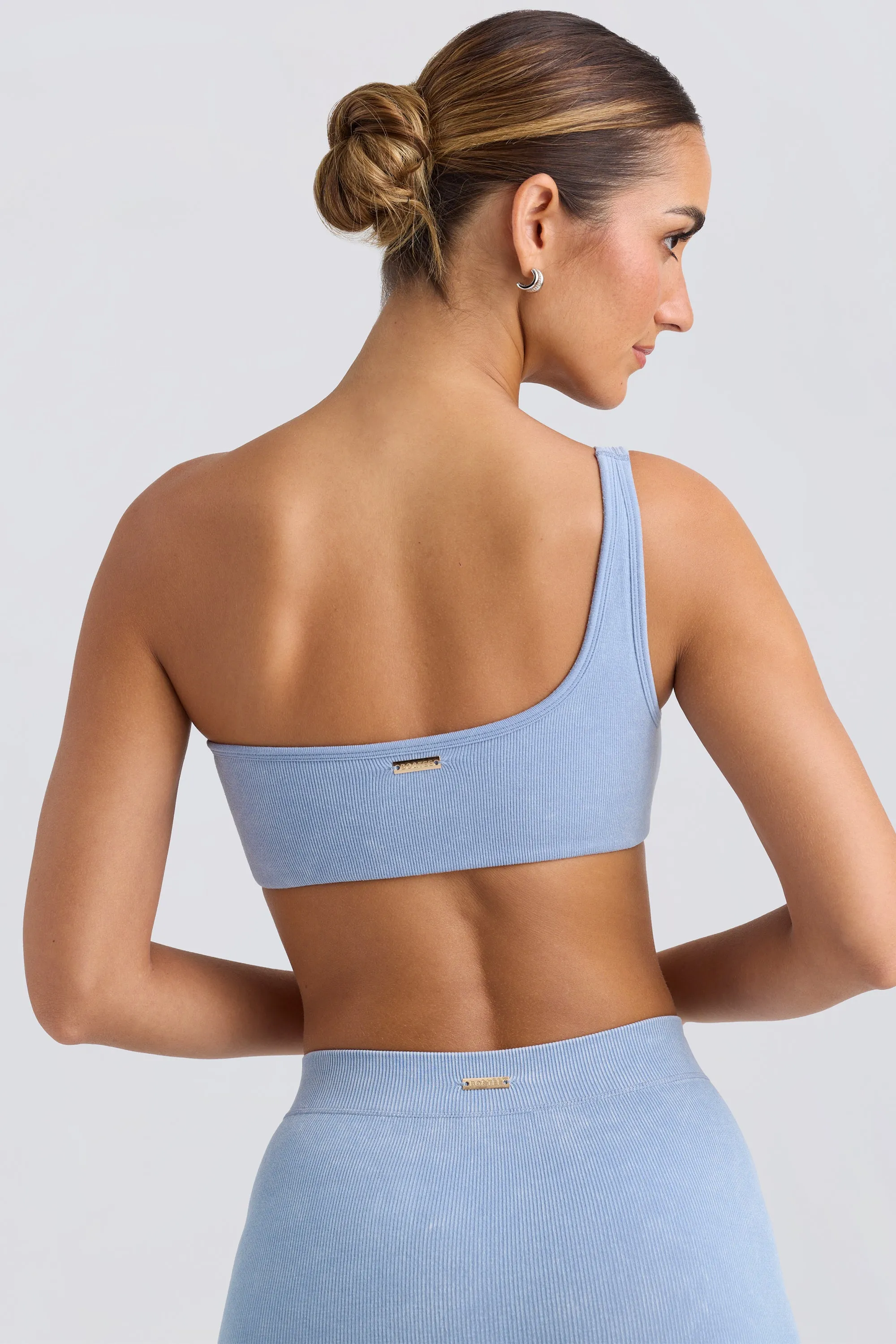 One-Shoulder Sports Bra in Washed Blue sold by Oh Polly product image thumbnail 2