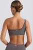 One-Shoulder Sports Bra in Washed Charcoal sold by Oh Polly