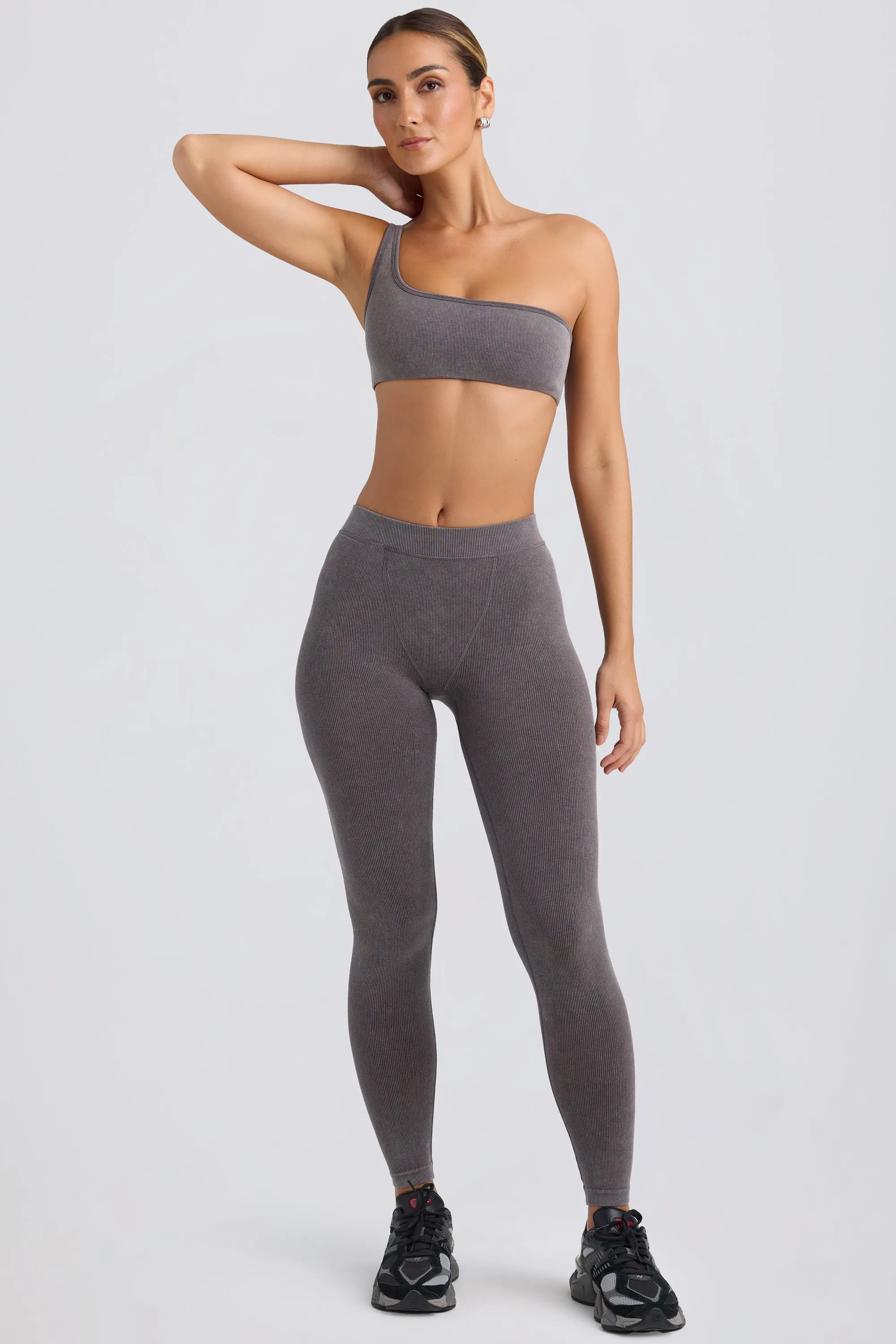 Seamless Rib Leggings in Washed Charcoal sold by Oh Polly product image thumbnail 4