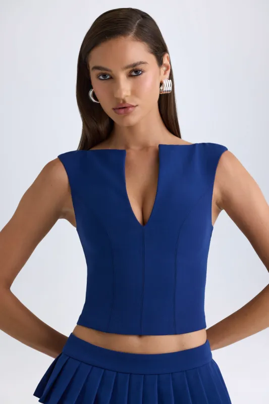 Open-Front Crop Top in True Navy sold by Oh Polly