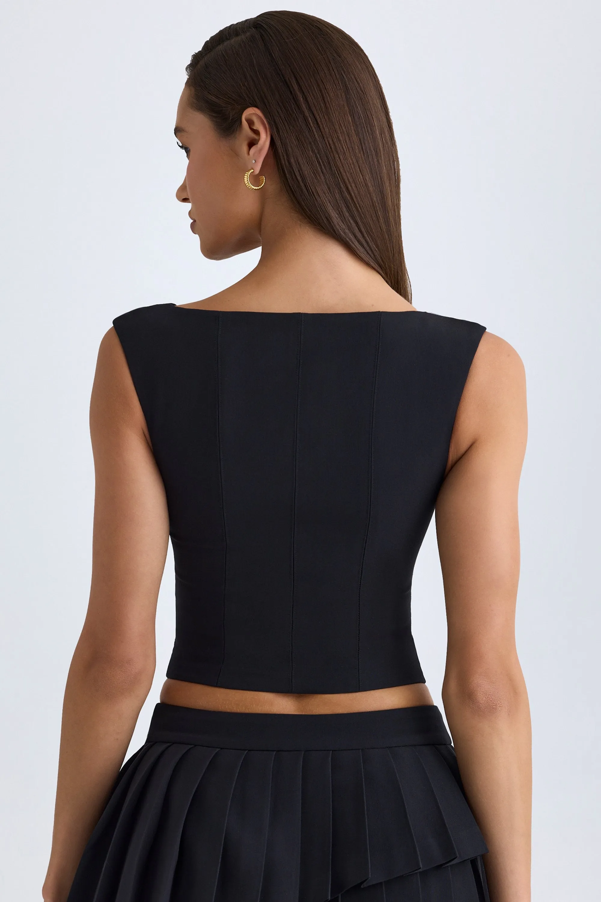 V-Neck Structured Crop Top in Black sold by Oh Polly product image thumbnail 3