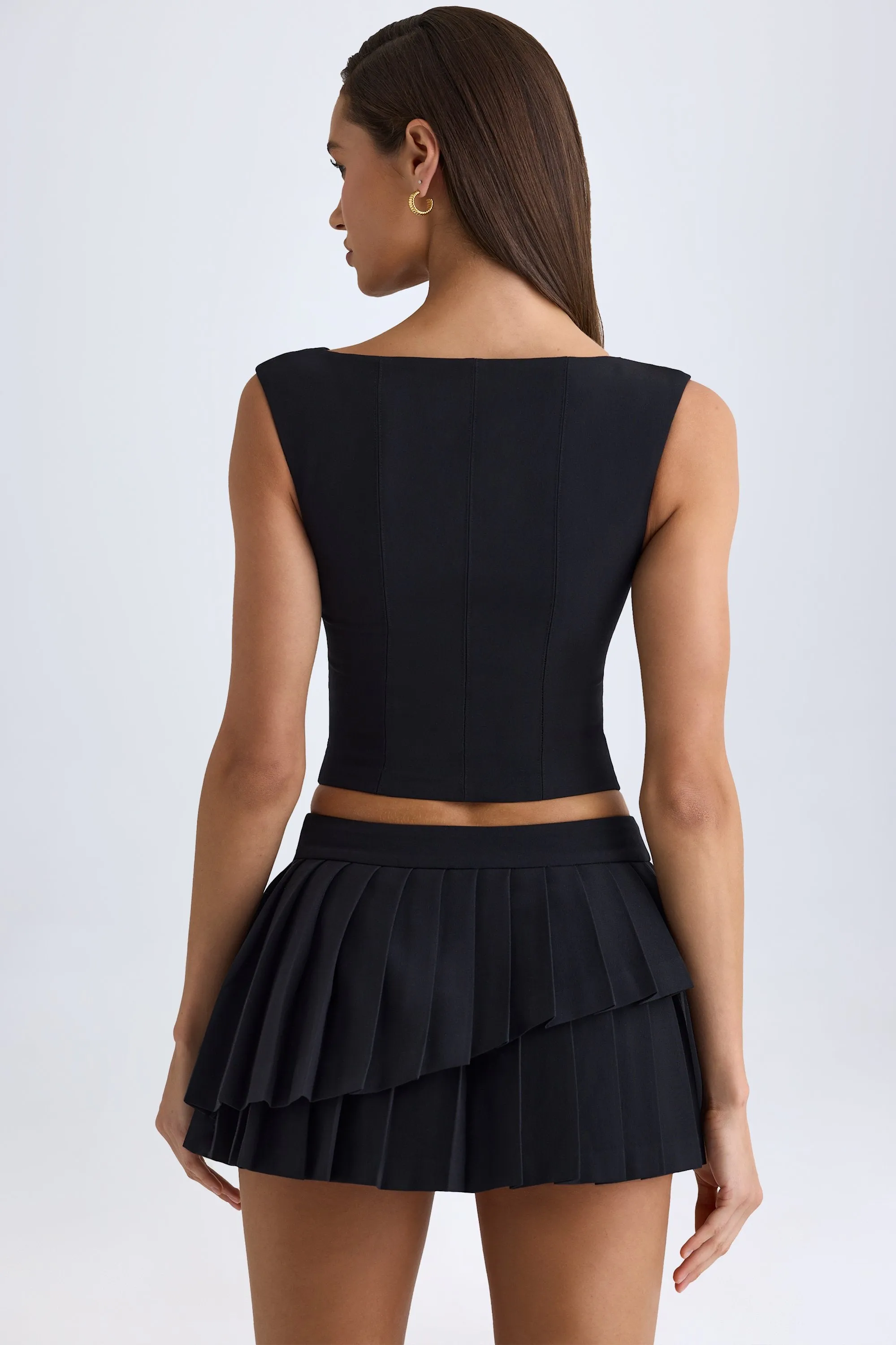 Layered Pleated Low-Rise Mini Skirt in Black sold by Oh Polly product image thumbnail 3