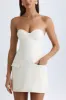 Strapless Structured Tulip Mini Dress in Vanilla sold by Oh Polly