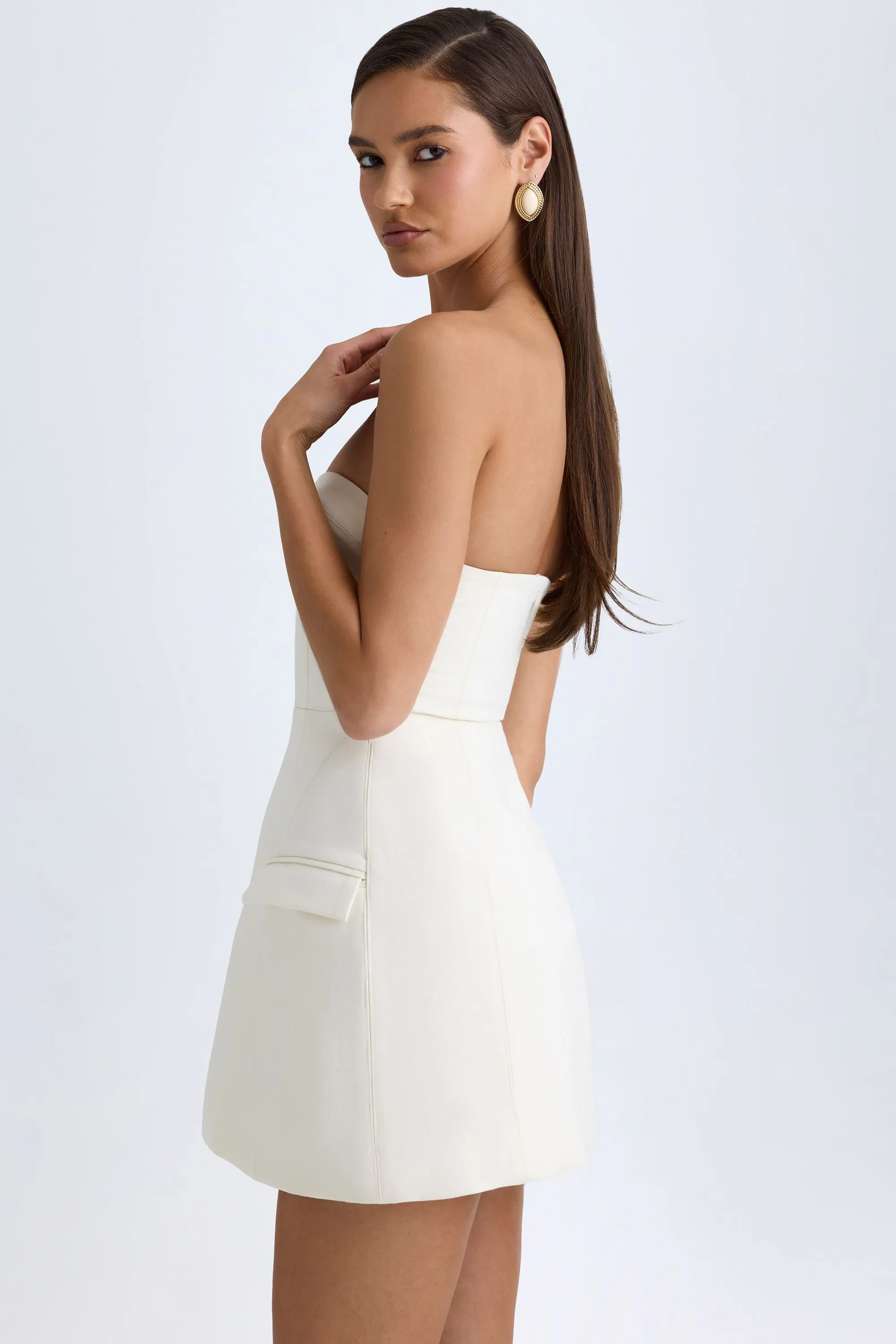 Strapless Structured Tulip Mini Dress in Vanilla sold by Oh Polly product image thumbnail 4