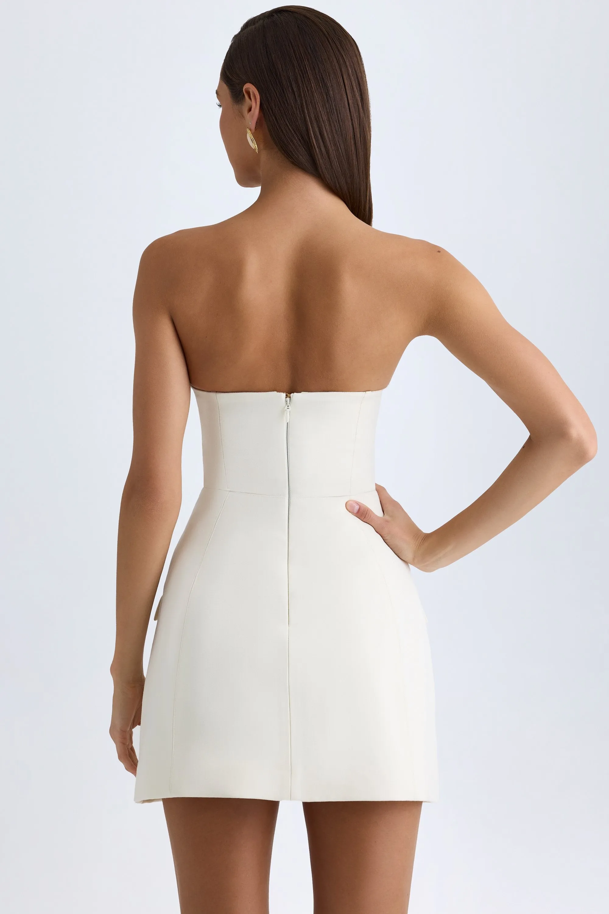 Strapless Structured Tulip Mini Dress in Vanilla sold by Oh Polly product image thumbnail 3