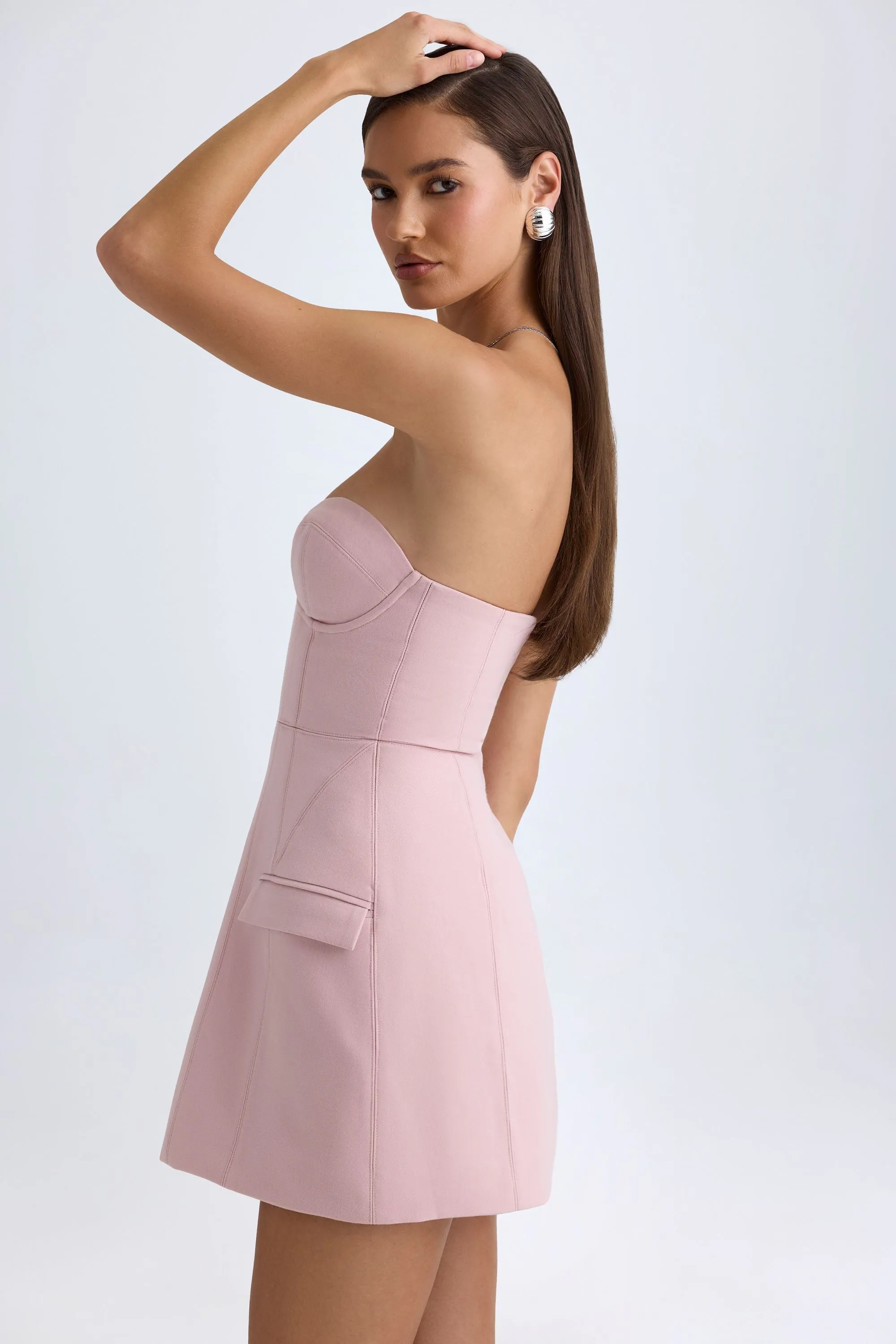 Strapless Structured Tulip Mini Dress in Pink Mauve sold by Oh Polly product image thumbnail 4