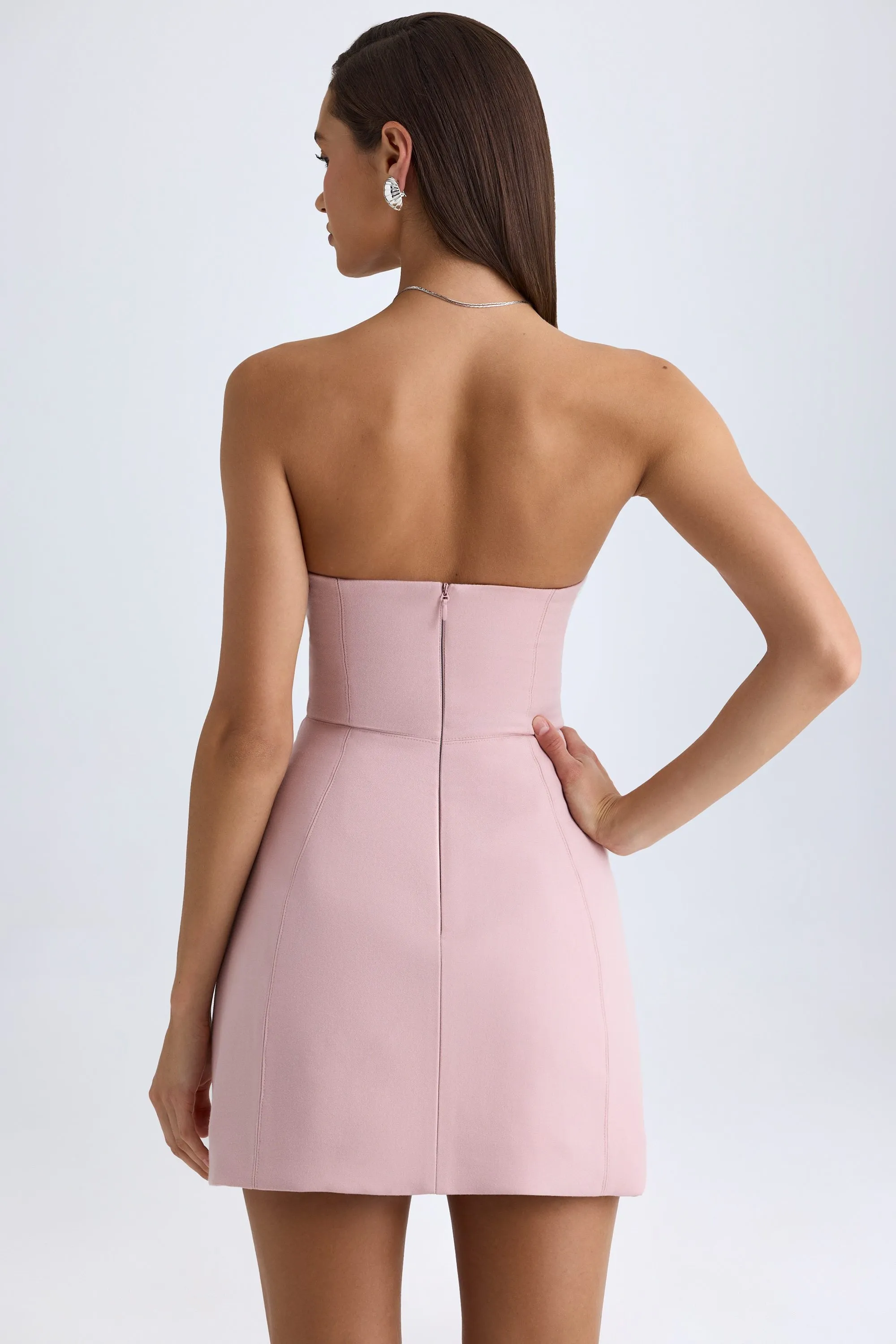 Strapless Structured Tulip Mini Dress in Pink Mauve sold by Oh Polly product image thumbnail 3