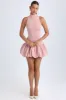 Turtleneck Drop-Waist Bubble Hem Mini Dress in Pink Mauve sold by Oh Polly