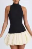 Turtleneck Drop-Waist Bubble Hem Mini Dress in Black sold by Oh Polly