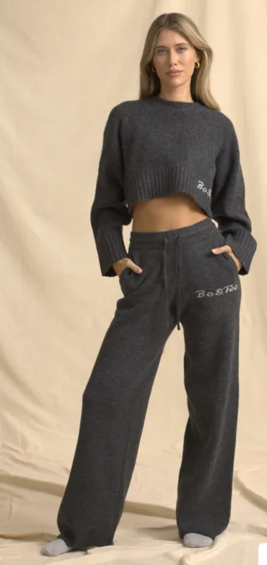 Tall Mid-Rise Wide-Leg Joggers in Charcoal Marl sold by Oh Polly