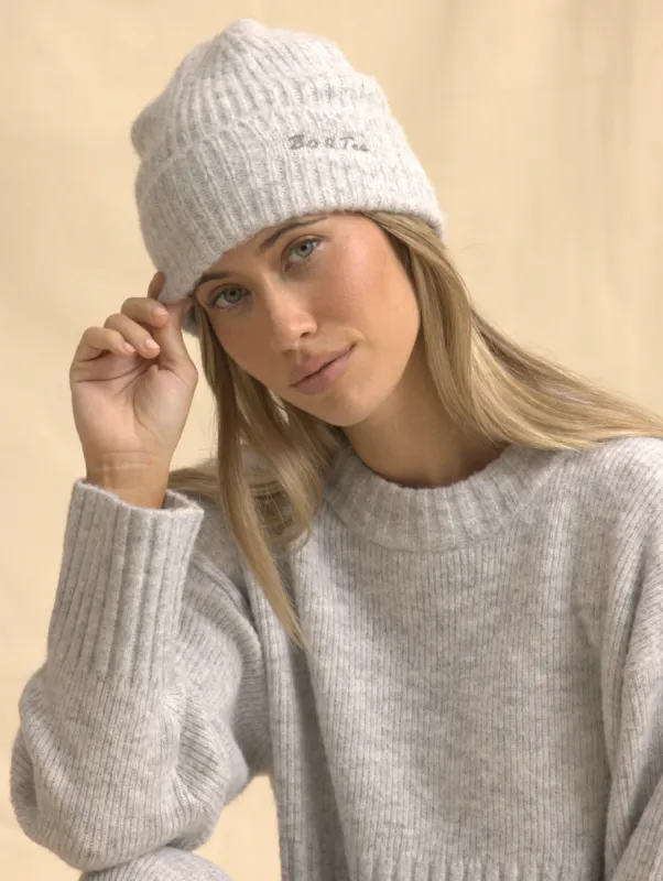 Knit Beanie Hat in Ice Marl sold by Oh Polly